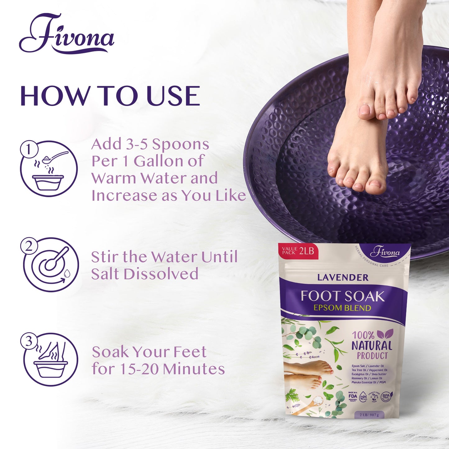 Foot Soak Blend with Lavender - 2Lb