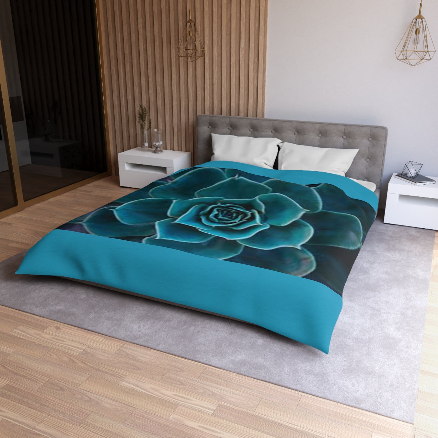 Bohemian Succulent Microfiber Duvet Cover - Cozy Bedding, Home Decor, Bedroom Makeover, Gift Idea, Nature-Inspired Decor