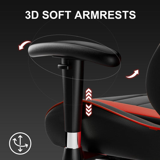 GTRACING Gaming Chair Office Chair PU Leather with Footrest&Adjustable Headrest-099NAF-WMT