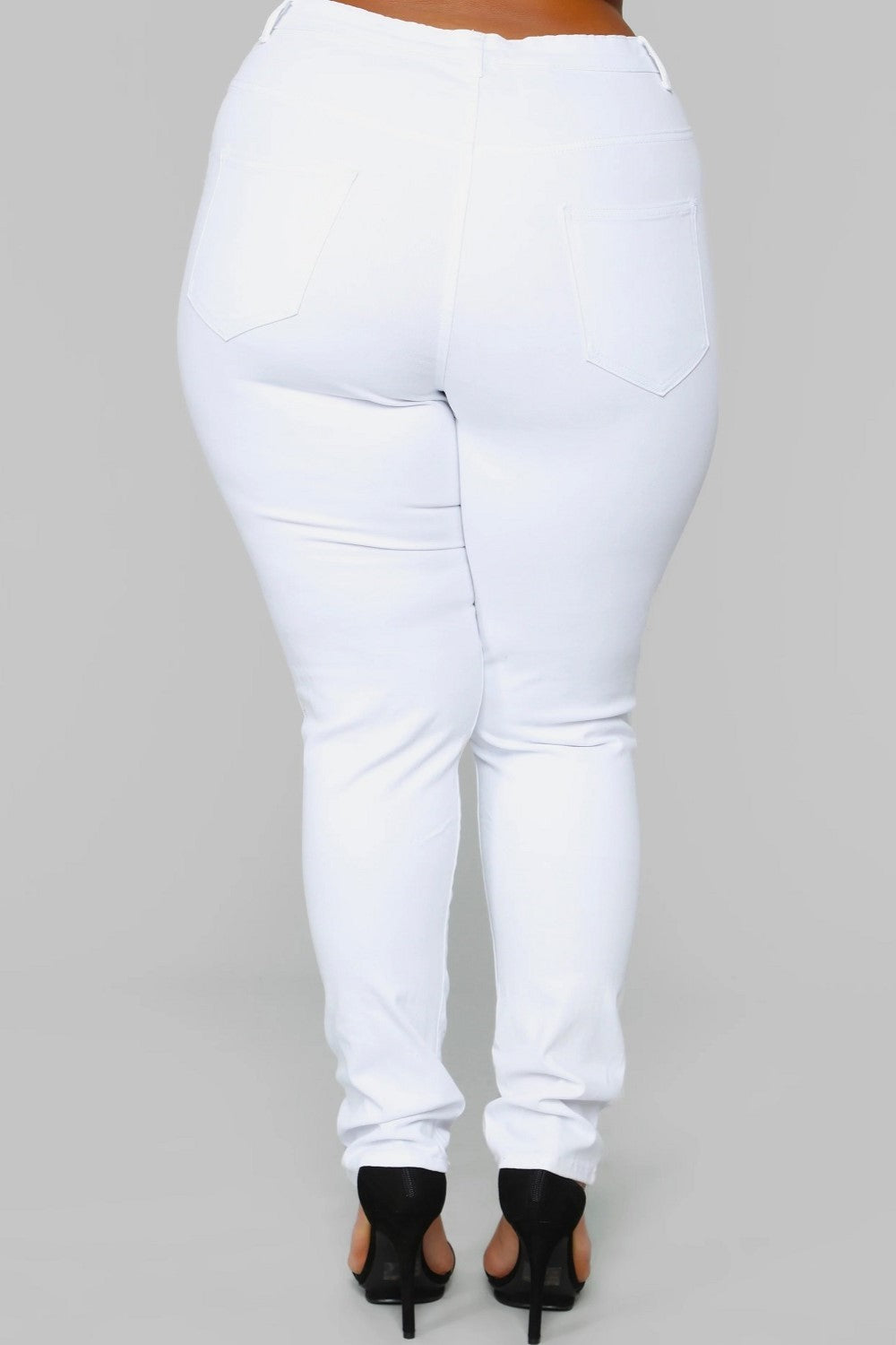 Kayla Plus Size High Rise Destroyed White Skinny Jean