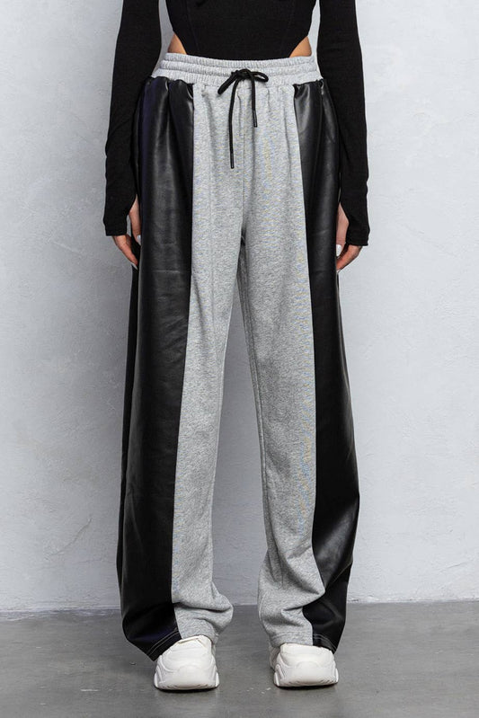 Marissa Faux Leather Detail Sweatpants Luxury Loungewear