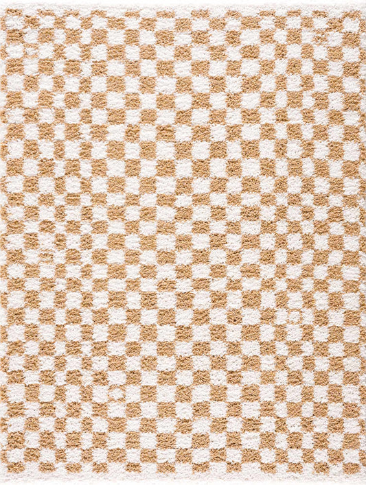 Kieu Mustard & Ivory Checkered Area Rug