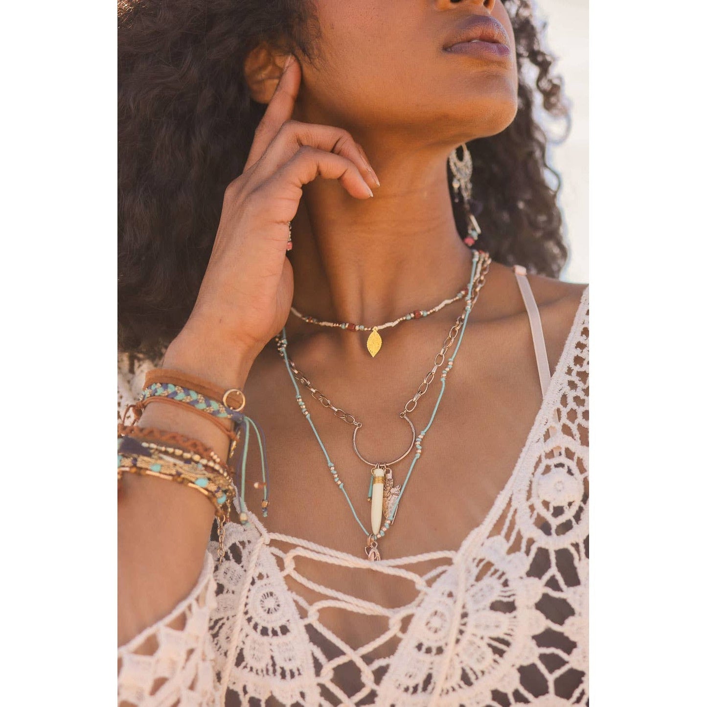 Bohemian Chic Faux Tusk & Horn Necklace ๐ | Rustic Gold Faux Animal Inspired