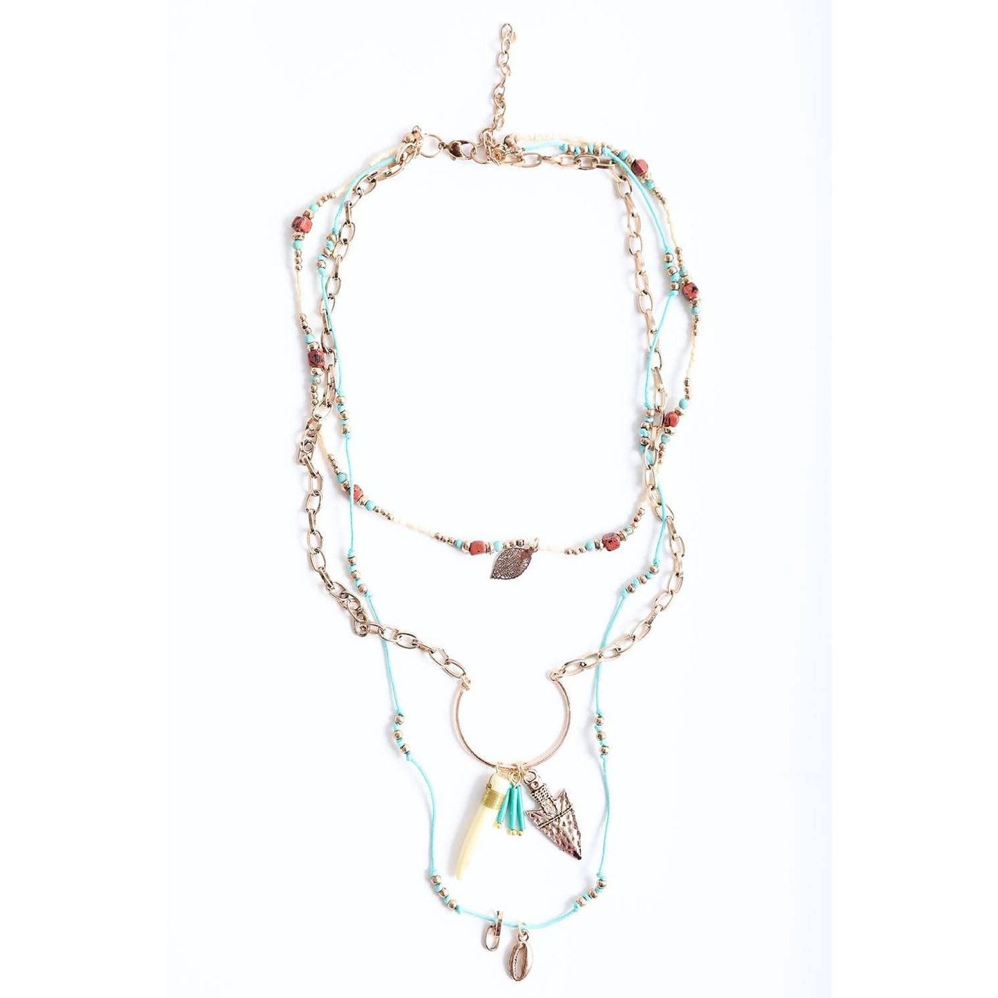 Bohemian Chic Faux Tusk & Horn Necklace ๐ | Rustic Gold Faux Animal Inspired
