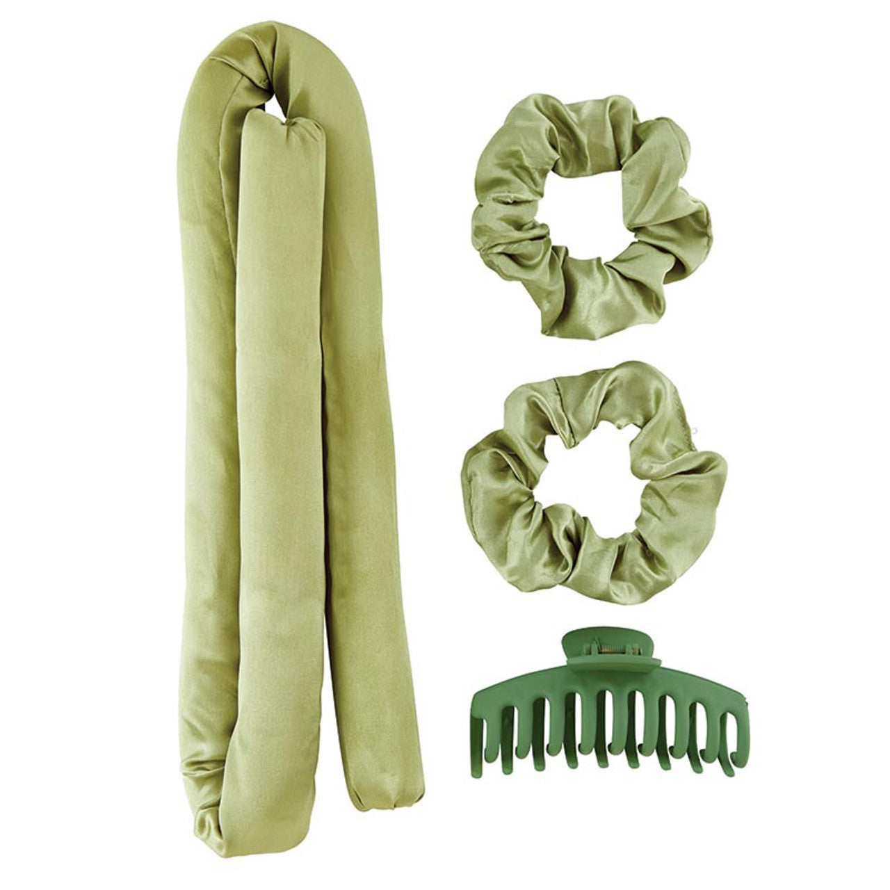 Heatless Roller Set in Green | 4-Piece Hair Curler Set | Hair Accessories