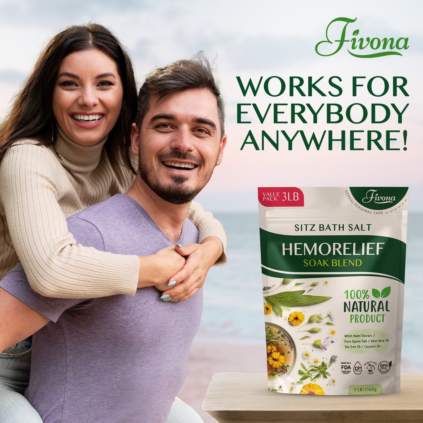Fivona Sitz Bath Salt Hemorelief Soak Blend | 48oz