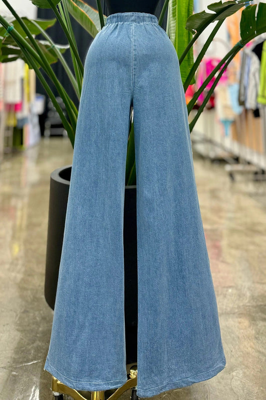 Jackie Jogger Demin Detail Pants With Adjustable Pant Drawstring