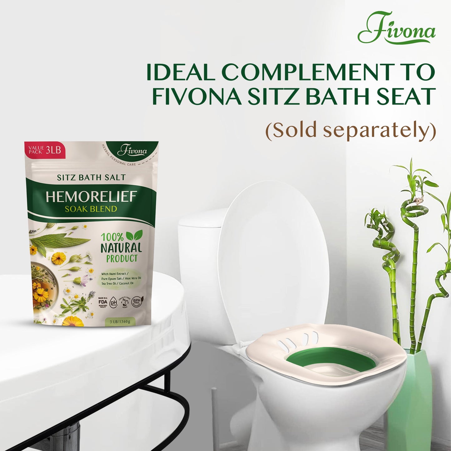 Fivona Sitz Bath Salt Hemorelief Soak Blend | 48oz