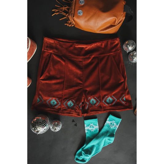 Ultra Soft Velvet Shorts "The Queensmans Mesa" Western Style