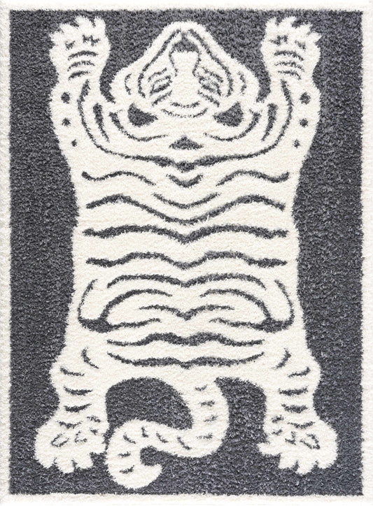 Zane Charcoal Tibetan Tiger Plush Rug