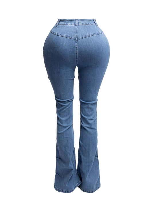 Jessica Bell Bottom Y2K Style Stretch Bell Bottom Jeans