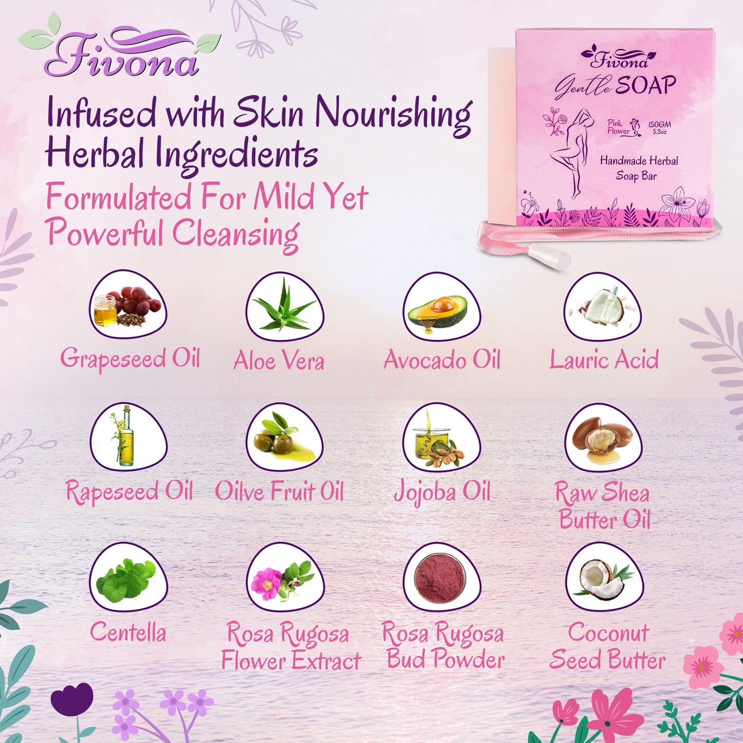 Gentle Yoni Soap | Pink Flower | 5.3oz