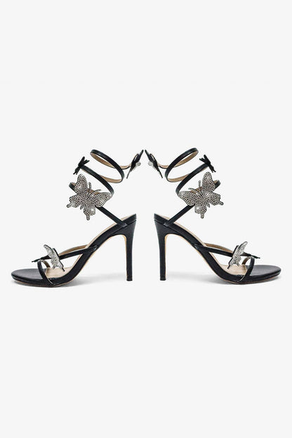 Melanie Butterfly Crystal  Detail  Spiral Strap Heels