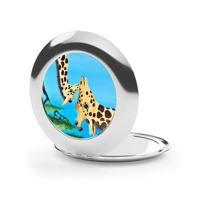 Giraffe Compact Travel Mirror, Animal Lover Gift, Makeup Accessory, Travel Essential, Birthday Favor, Nature Inspired Gift