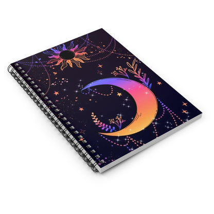 Cosmic Moon & Sun Spiral Notebook