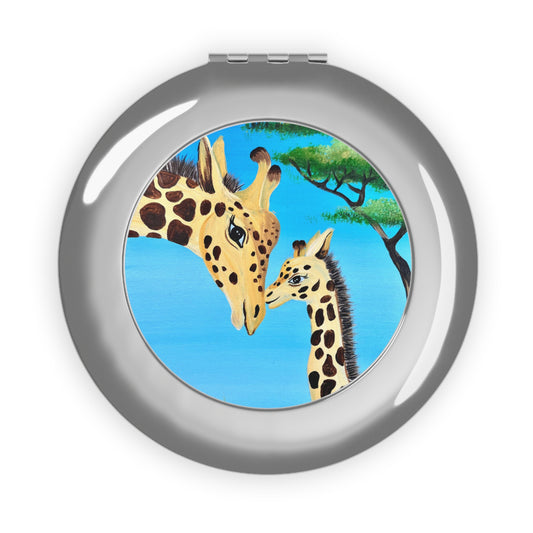 Giraffe Compact Travel Mirror, Animal Lover Gift, Makeup Accessory, Travel Essential, Birthday Favor, Nature Inspired Gift
