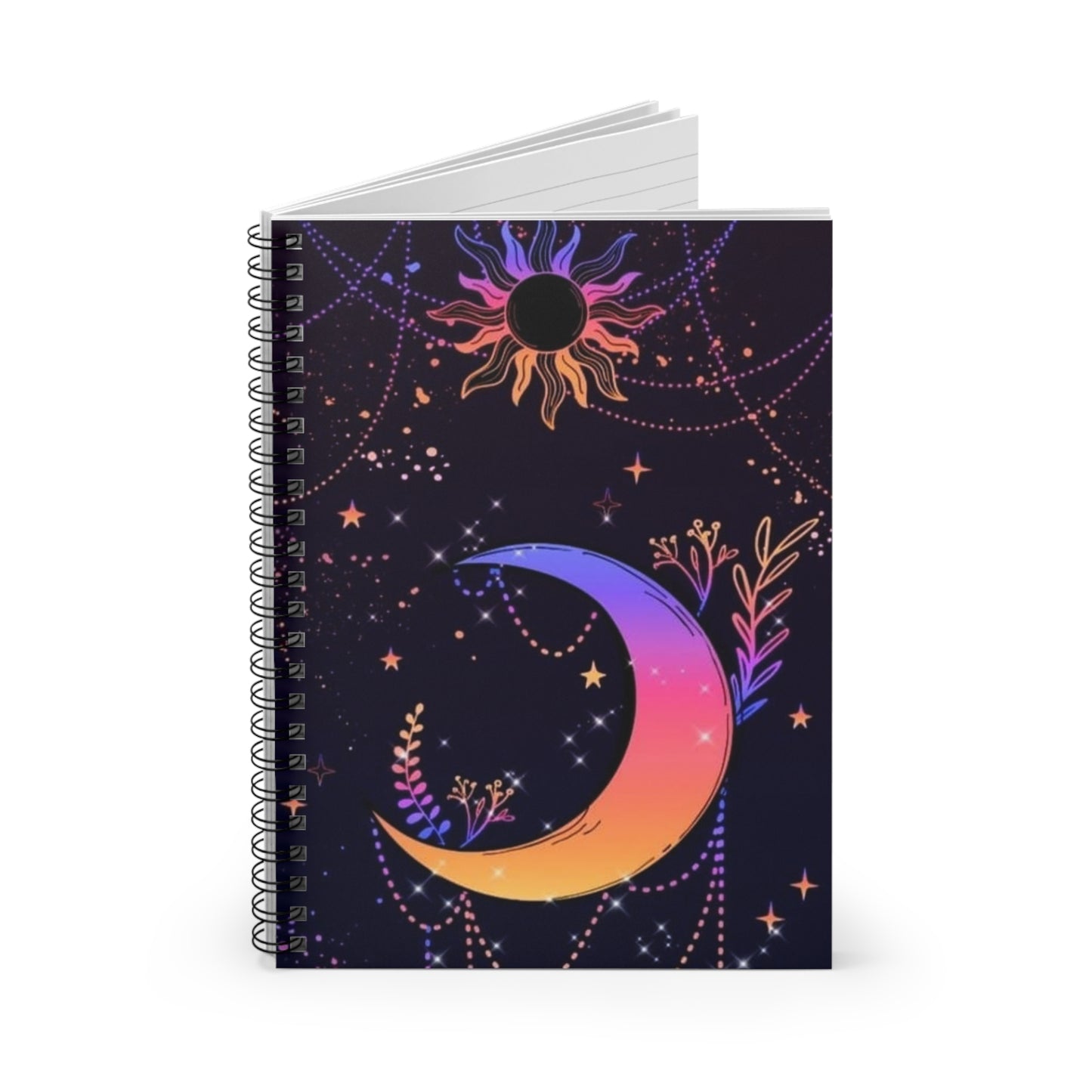 Cosmic Moon & Sun Spiral Notebook