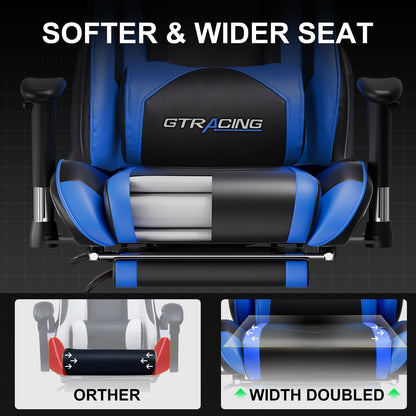 GTRACING Gaming Chair Office Chair PU Leather with Footrest&Adjustable Headrest-099NAF-WMT