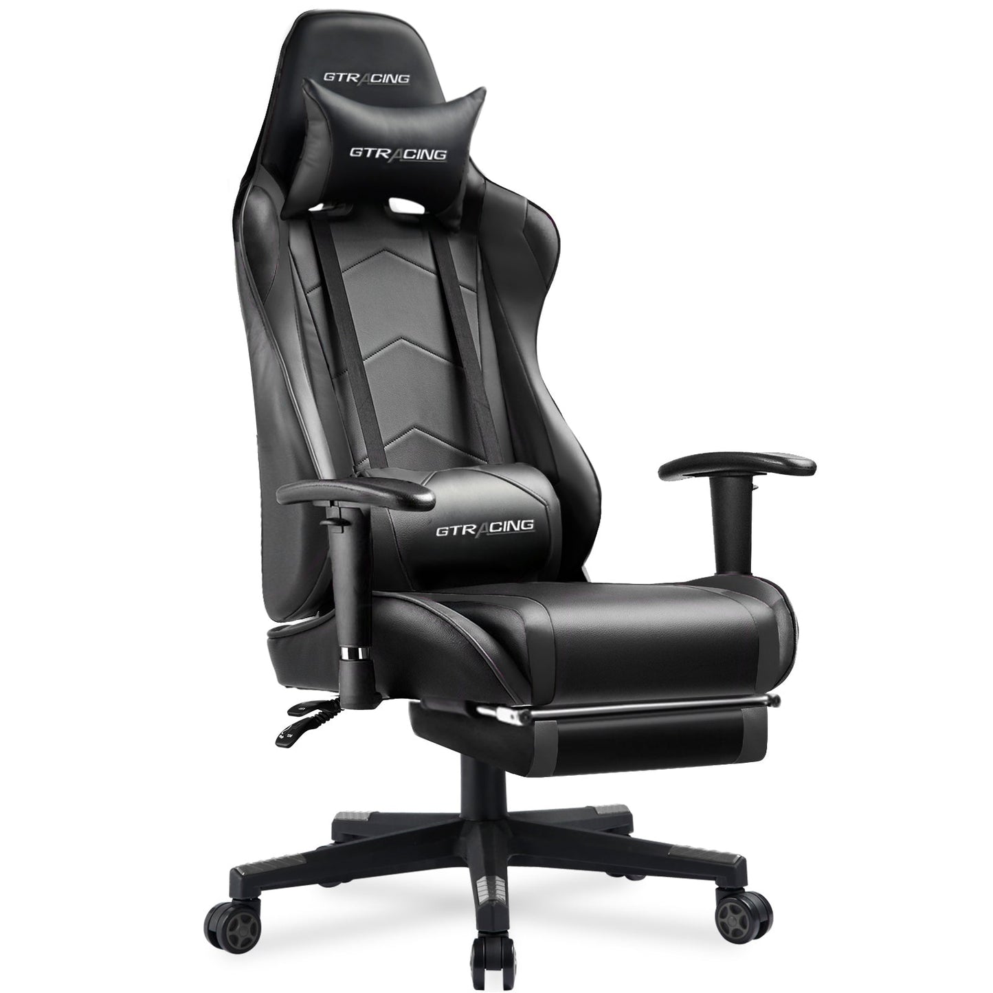 GTRACING Gaming Chair Office Chair PU Leather with Footrest&Adjustable Headrest-099NAF-WMT