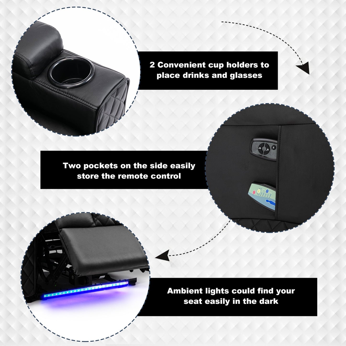Massage Recliner with LED Lighting H7137