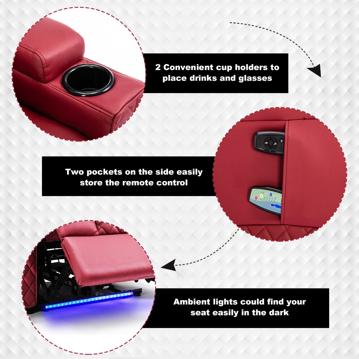 Massage Recliner with LED Lighting H7137