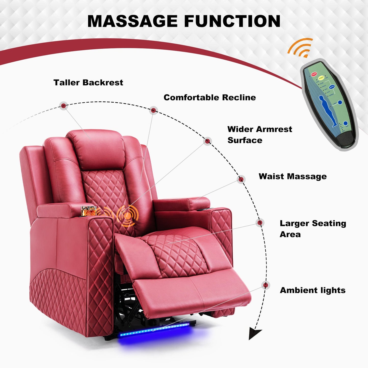 Massage Recliner with LED Lighting H7137