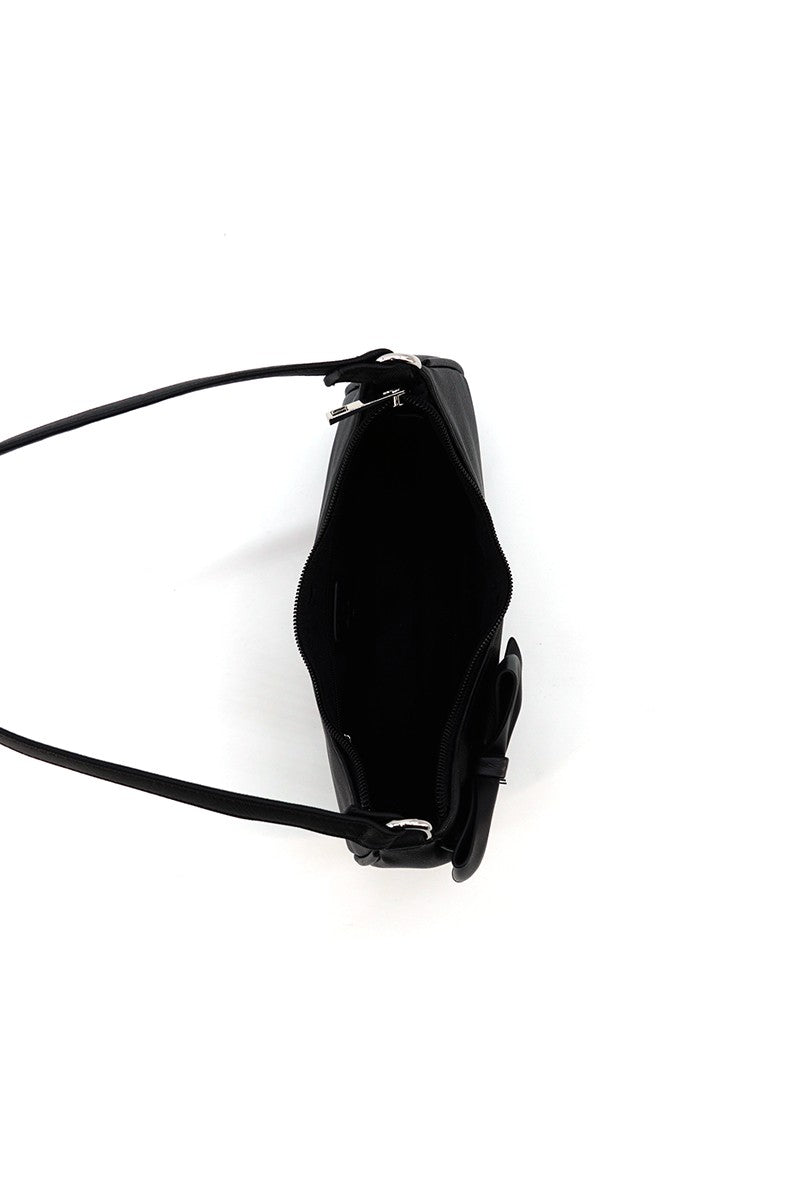 Lana Heart Charm Bow Vegan Leather Shoulder Bag