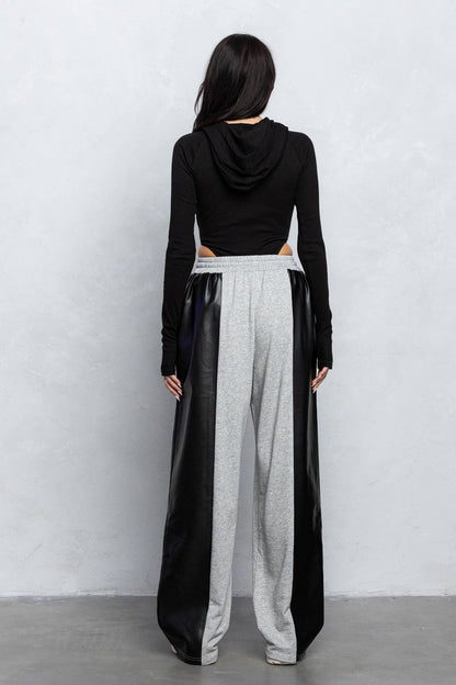 Marissa Faux Leather Detail Sweatpants Luxury Loungewear