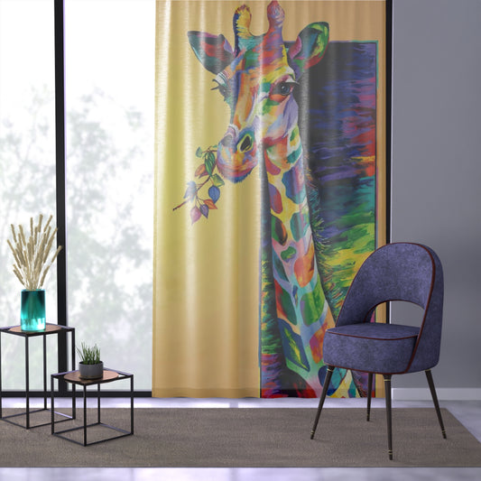 Colorful Giraffe Window Curtain, Vibrant Home Decor, Animal Lovers Gift, Nursery Curtains, Colorful Room Accent, Unique Gift Idea