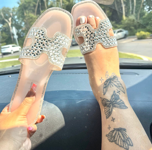 Vegas Luxe Rhinestone Jelly Slide Sandals