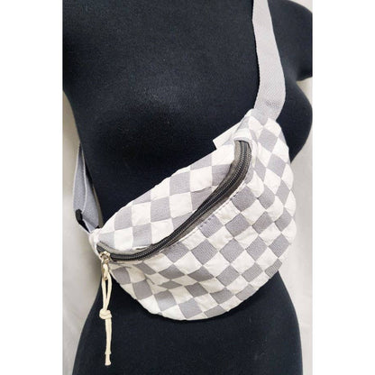 Checkered Belt Bag Fanny Pack Y2K Gen Z Aesthetic win 4 Colors [Violet, Pink, Green, Gray] 9.5" x 6"