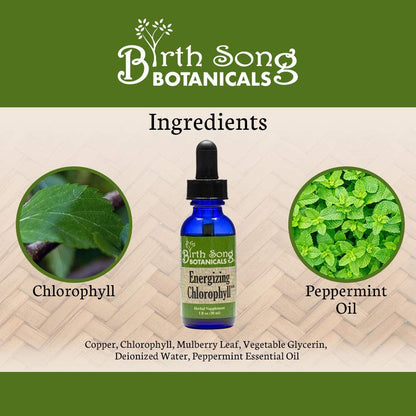 Energizing Chlorophyll Liquid Drops, Peppermint Flavored, Natural Energy, Skin Health, Immune Support* 1 oz.