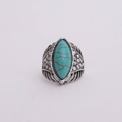 Classic Marquise Adjustable Turquoise Ring | Western Inspired Diamond Shaped Fashion Jewelry