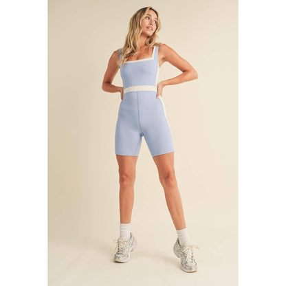 Color Block Romper in Blue [Sizes S-L]