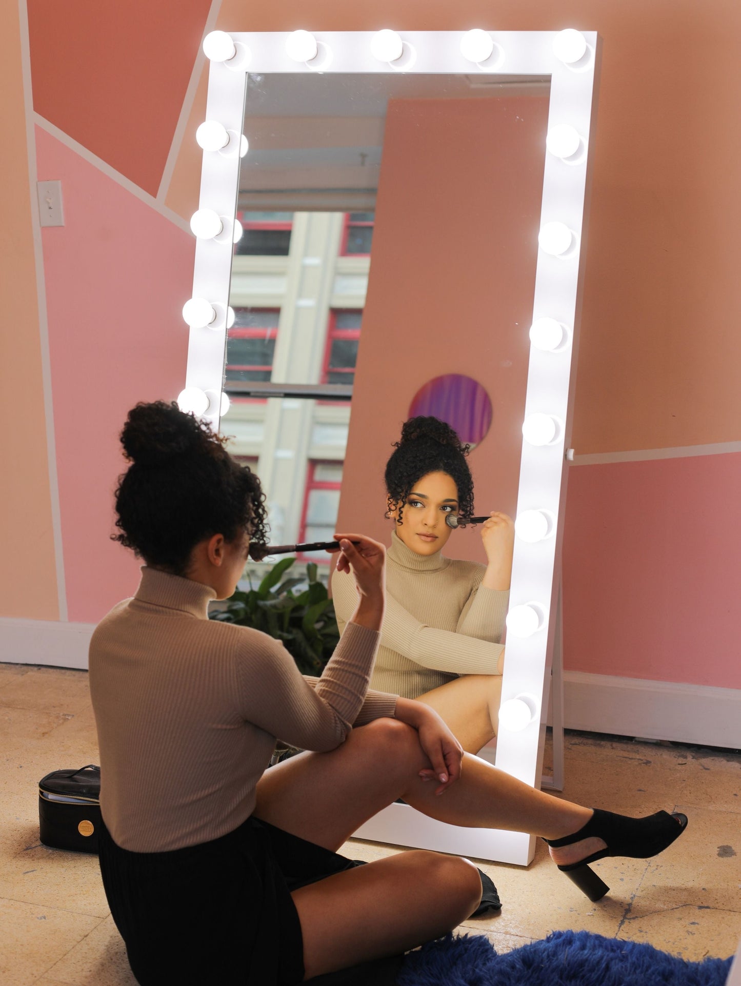 21 Bulb Standing Vanity Mirrors