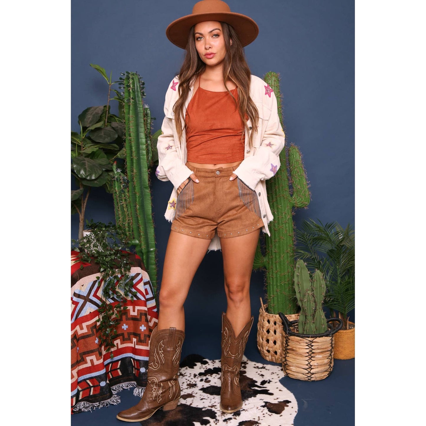[Sizes S-M] Fringe Suede Shorts in Camel | Cowgirl Western Attire