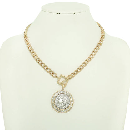 Greek Roman Goddess Coin Pendant Necklace | Ancient Mythology Fashion Jewelry