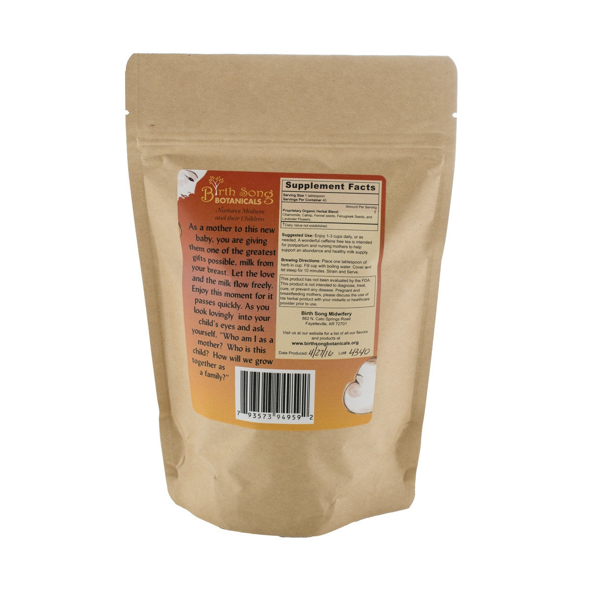 Nursing Nectar Herbal Breastfeeding Tea For Healthy Lactation and Breastmilk Supply* for Postpartum, Breastfeeding and Pumping 4 oz.