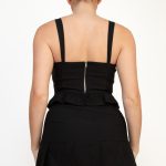 Kimmie Ruffled Boned Corset Zip-Up Crop Top
