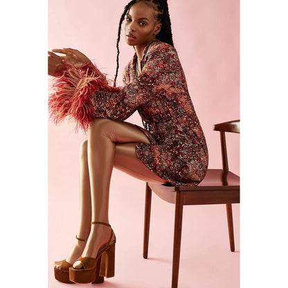 High Heel Jungle Liquid Mercury Tights in Tan or Black [Sizes SM-ML]
