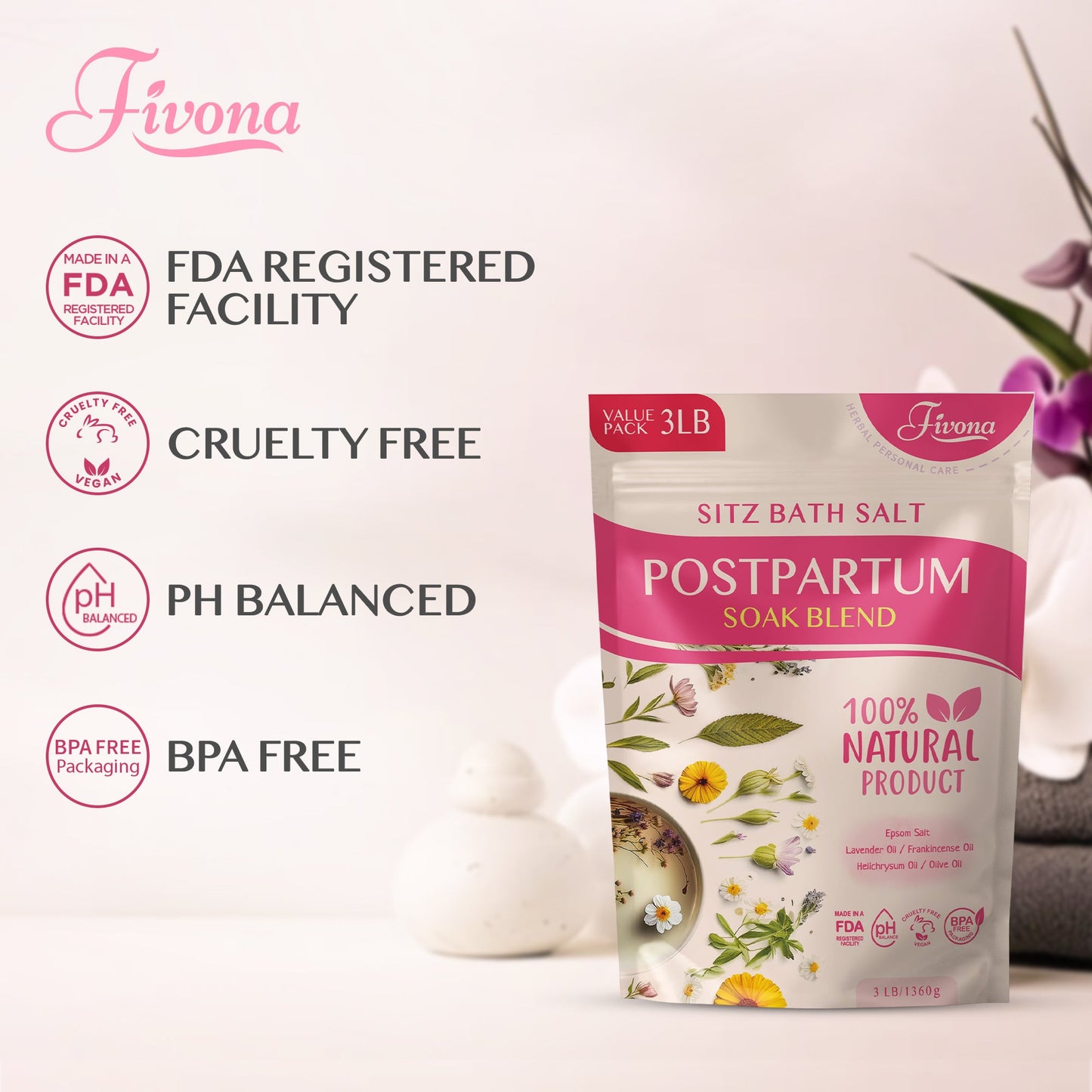 Fivona Postpartum Sitz Bath Soak Blend | 48oz