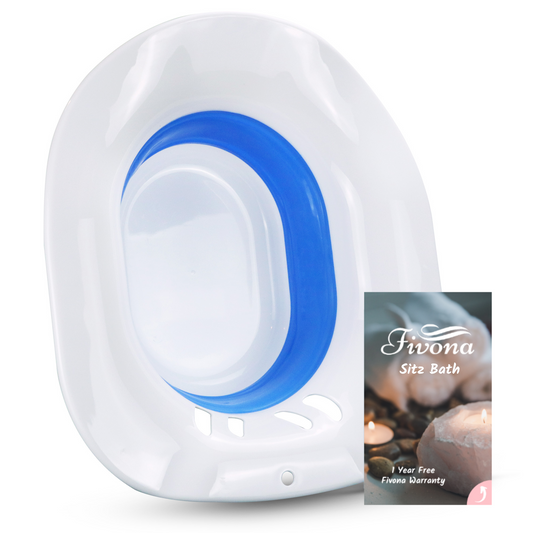 Fivona Sitz Bath Soak Seat | Portable Bidet | Yoni Steam Tub (White-Blue)