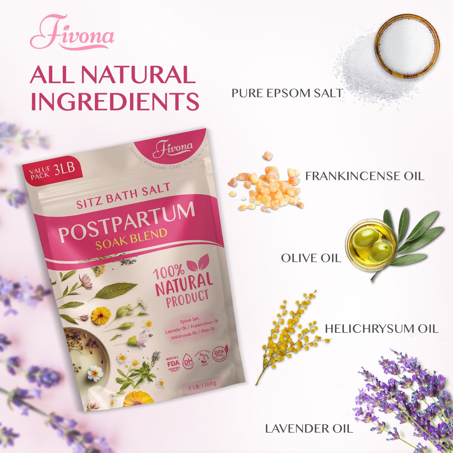 Fivona Postpartum Sitz Bath Soak Blend | 48oz