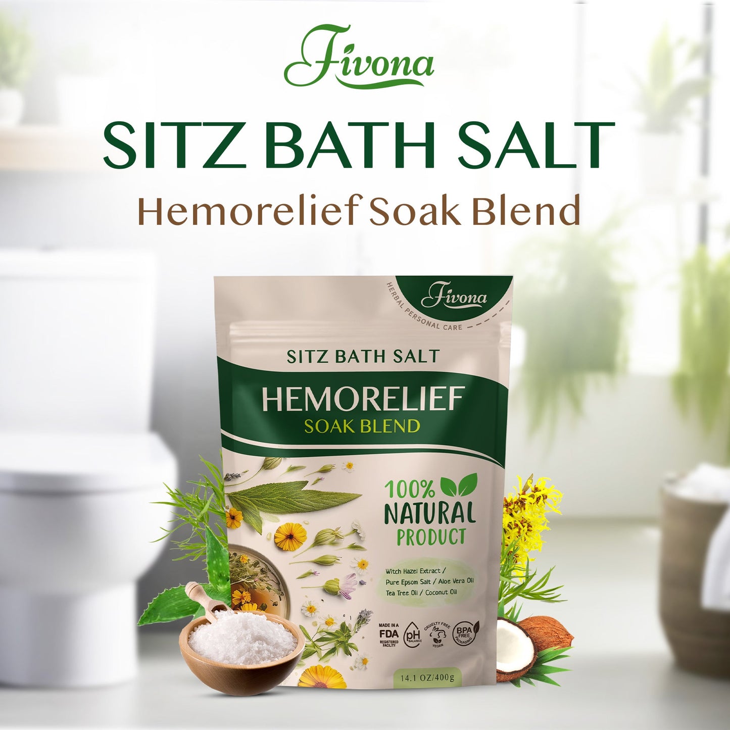 Fivona Hemorelief Sitz Bath Soak Blend | 14.1oz