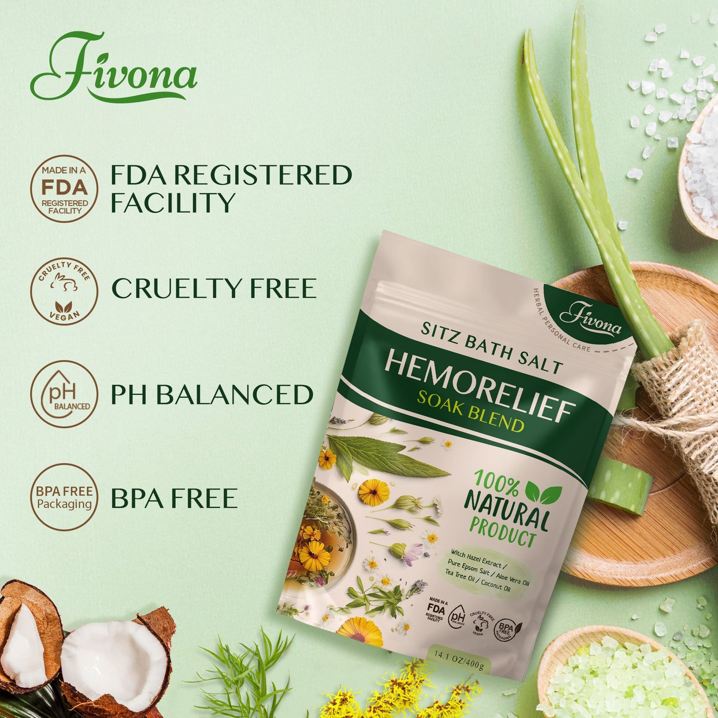 Fivona Hemorelief Sitz Bath Soak Blend | 14.1oz