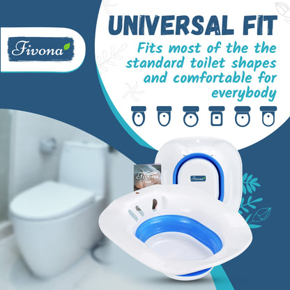 Fivona Sitz Bath Soak Seat | Portable Bidet | Yoni Steam Tub (White-Blue)