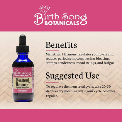 Menstrual Harmony Herbal Supplement To Support a Regular Menstrual Cycle, Hormone Harmony, PMS, Healthy Menstruation and Ovulation* 2 oz.