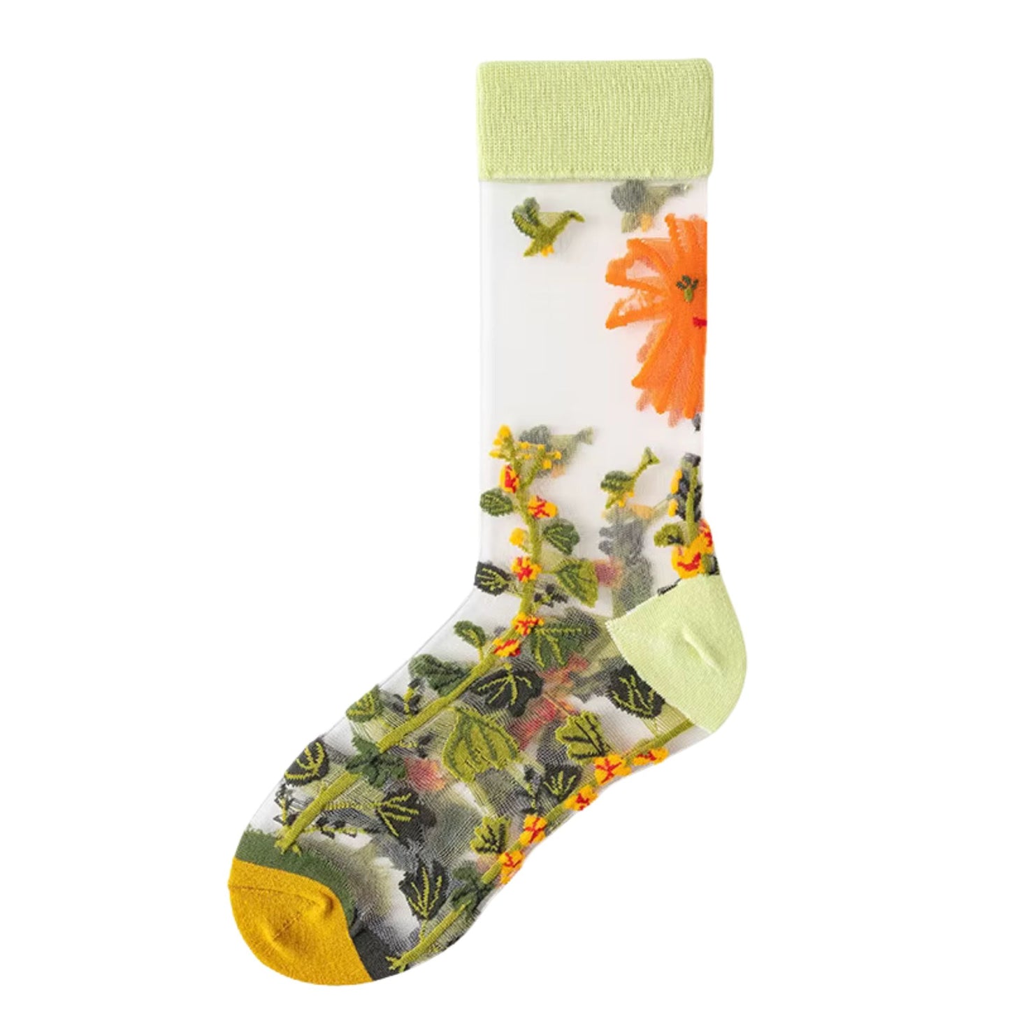 Sheer Plant Lover Socks in 5 Nature-Inspired Styles [Fits Size 5-9]