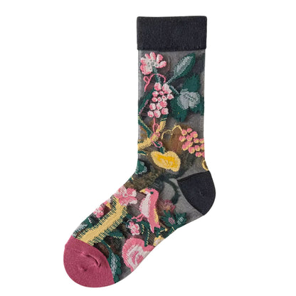 Sheer Plant Lover Socks in 5 Nature-Inspired Styles [Fits Size 5-9]