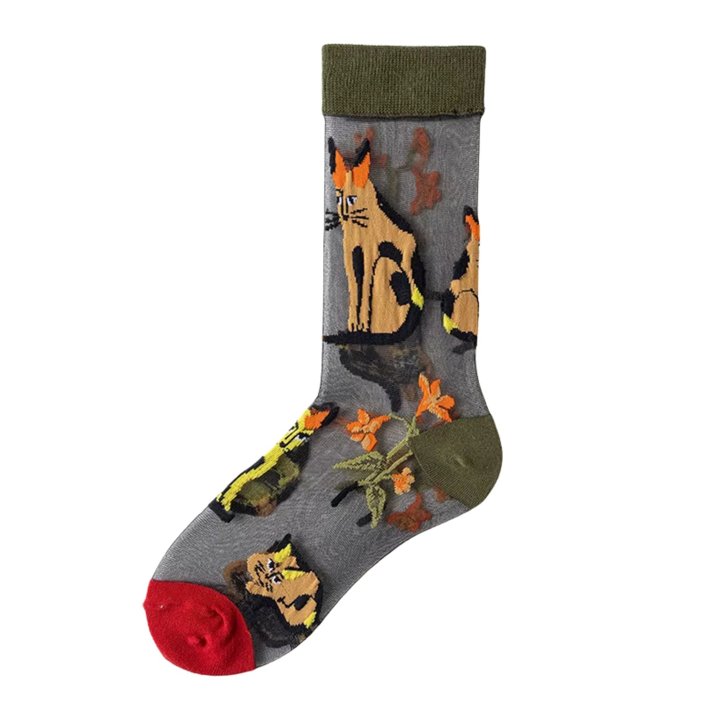 Sheer Plant Lover Socks in 5 Nature-Inspired Styles [Fits Size 5-9]